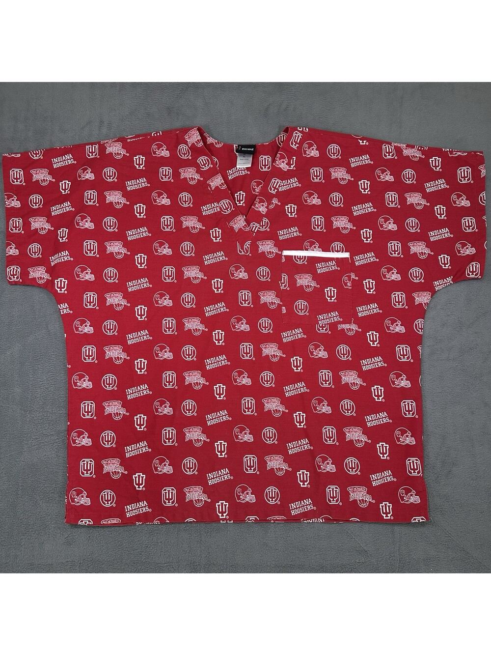 Scrub Dudz Indiana Hoosiers Adult Uniform Red XL Short Sleeve Polyester Blend
